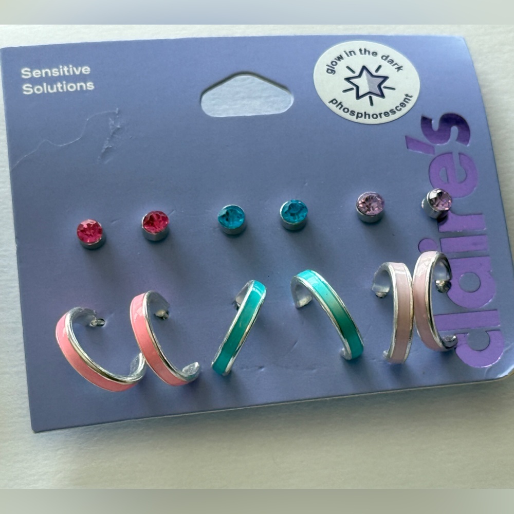 Claire's Pink and Teal Ear Cuff and Stud Set